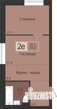 2-к квартира, вторичка, 37м2, 1/4 этаж