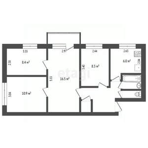 4-к квартира, вторичка, 60м2, 2/5 этаж