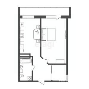 1-к квартира, вторичка, 47м2, 8/16 этаж