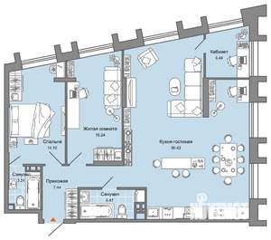 Студия квартира, вторичка, 97м2, 7/15 этаж