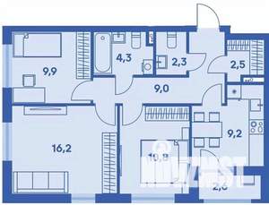 3-к квартира, вторичка, 66м2, 1/9 этаж
