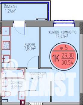 1-к квартира, вторичка, 29м2, 1/6 этаж