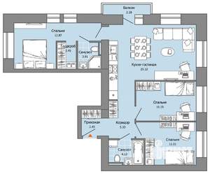 3-к квартира, вторичка, 78м2, 2/8 этаж