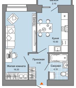 1-к квартира, вторичка, 36м2, 8/8 этаж