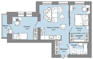 2-к квартира, вторичка, 57м2, 4/8 этаж