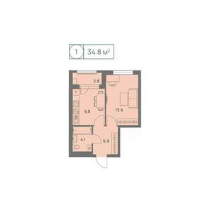 1-к квартира, вторичка, 35м2, 5/25 этаж
