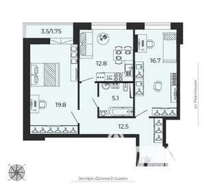 2-к квартира, сданный дом, 69м2, 11/25 этаж