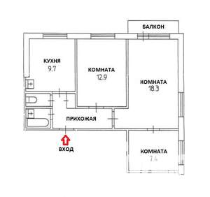 3-к квартира, вторичка, 57м2, 5/9 этаж