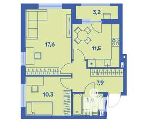 2-к квартира, вторичка, 53м2, 1/9 этаж