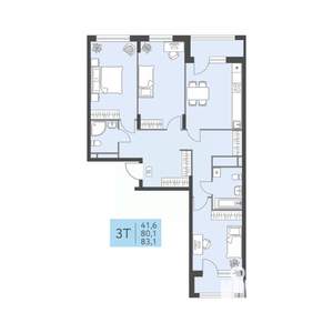 3-к квартира, вторичка, 83м2, 2/22 этаж