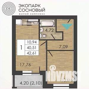 1-к квартира, вторичка, 40м2, 1/4 этаж
