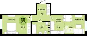 2-к квартира, вторичка, 50м2, 12/15 этаж