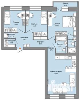 3-к квартира, вторичка, 88м2, 8/8 этаж