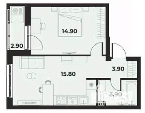 2-к квартира, вторичка, 40м2, 8/15 этаж