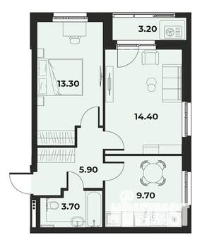2-к квартира, вторичка, 49м2, 9/15 этаж
