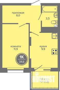 1-к квартира, вторичка, 35м2, 14/26 этаж
