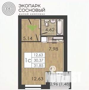 1-к квартира, вторичка, 30м2, 4/4 этаж