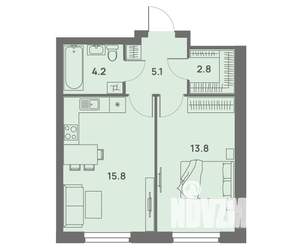 2-к квартира, вторичка, 42м2, 16/25 этаж