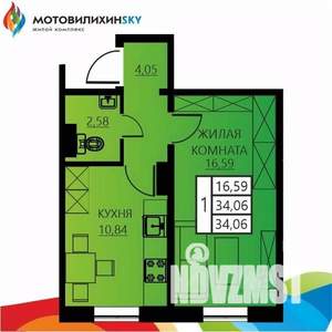 1-к квартира, вторичка, 34м2, 1/12 этаж