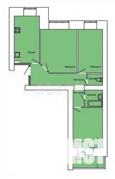 3-к квартира, сданный дом, 70м2, 7/16 этаж