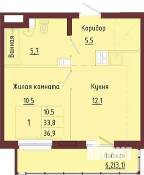 1-к квартира, строящийся дом, 40м2, 9/9 этаж