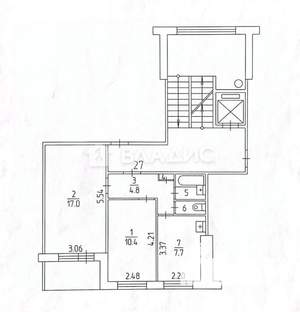 2-к квартира, вторичка, 44м2, 7/9 этаж