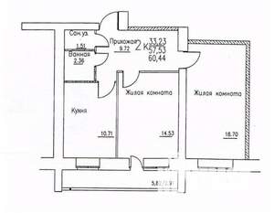 2-к квартира, вторичка, 58м2, 6/10 этаж