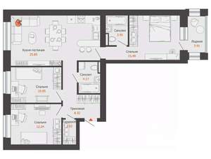 3-к квартира, вторичка, 85м2, 8/9 этаж