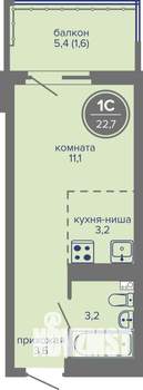 Студия квартира, вторичка, 23м2, 12/26 этаж