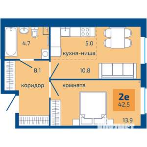 2-к квартира, вторичка, 43м2, 1/10 этаж