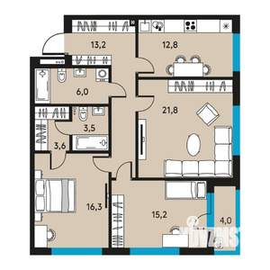 3-к квартира, вторичка, 94м2, 13/30 этаж