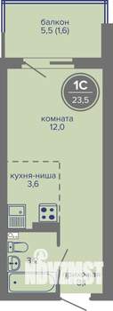 Студия квартира, вторичка, 24м2, 1/26 этаж