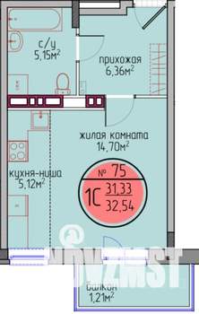 1-к квартира, вторичка, 31м2, 6/6 этаж