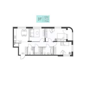 3-к квартира, вторичка, 73м2, 5/22 этаж