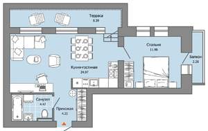 1-к квартира, вторичка, 49м2, 9/9 этаж