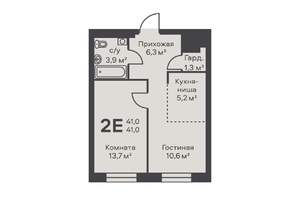 2-к квартира, вторичка, 41м2, 4/4 этаж