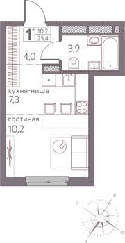 Студия квартира, строящийся дом, 25м2, 15/20 этаж