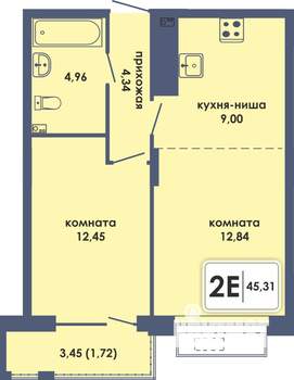 2-к квартира, вторичка, 45м2, 1/10 этаж