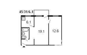 2-к квартира, вторичка, 46м2, 5/6 этаж