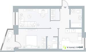 2-к квартира, вторичка, 57м2, 2/5 этаж