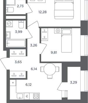 2-к квартира, вторичка, 50м2, 2/10 этаж