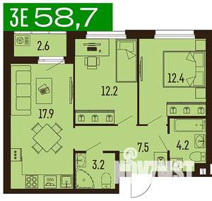 3-к квартира, вторичка, 59м2, 7/16 этаж