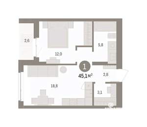 1-к квартира, вторичка, 45м2, 4/10 этаж
