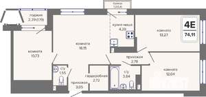 4-к квартира, вторичка, 74м2, 8/14 этаж