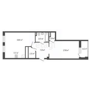 2-к квартира, вторичка, 56м2, 17/19 этаж
