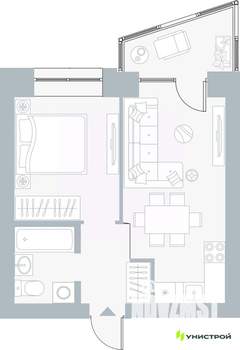 1-к квартира, вторичка, 36м2, 2/5 этаж