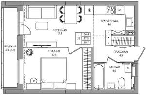 2-к квартира, вторичка, 40м2, 2/9 этаж