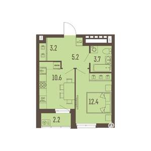 1-к квартира, вторичка, 36м2, 2/16 этаж