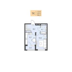 1-к квартира, вторичка, 36м2, 4/22 этаж