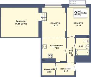 2-к квартира, вторичка, 54м2, 10/10 этаж